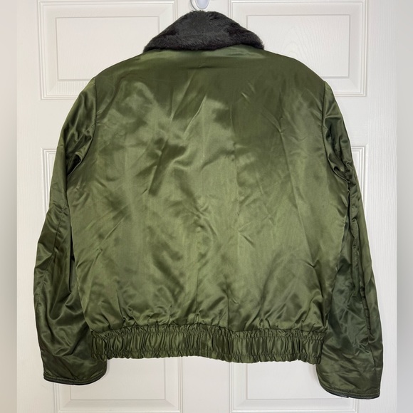 Vintage 1960s Tuffy Jac Olive Bomber Jacket Faux Fur Collar Talon Zipper Men L - Picture 3 of 15